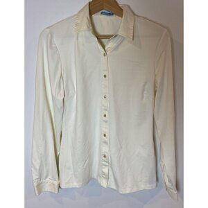 J.McLaughlin Blouse Button Front Stretch Cream Size Medium M